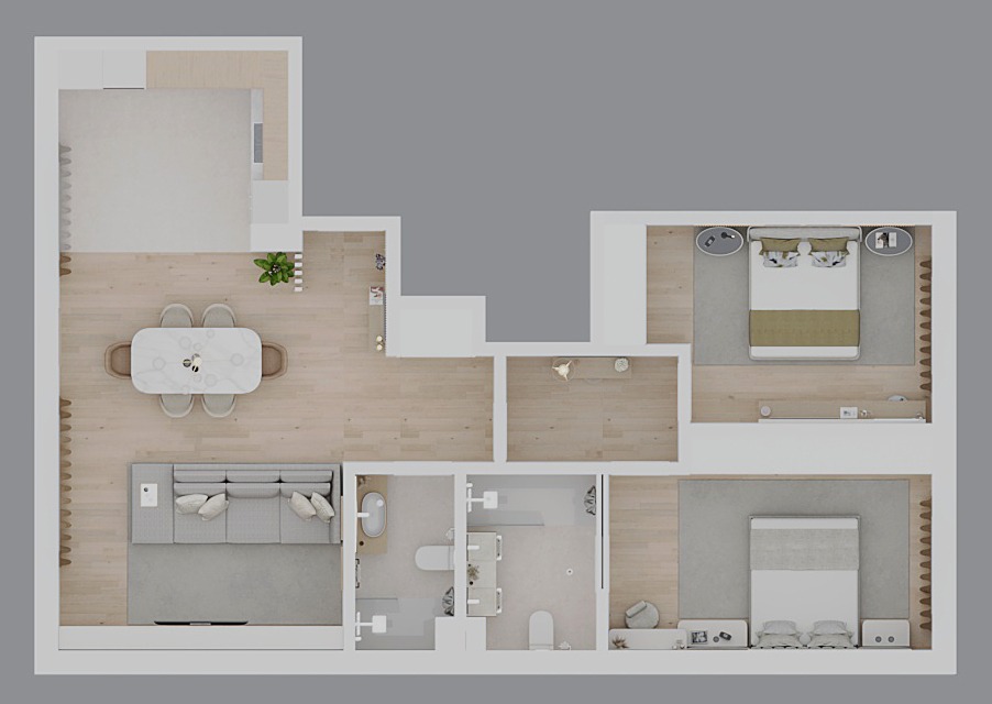 Planta 3D do apartamento — Jardins do Anjo